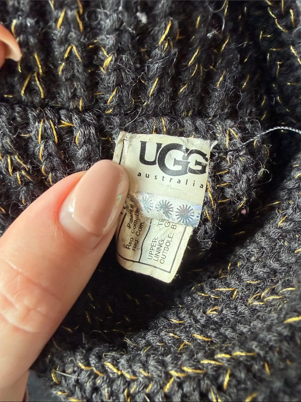 UGG Black Knit Fold-Over Ankle Boots
